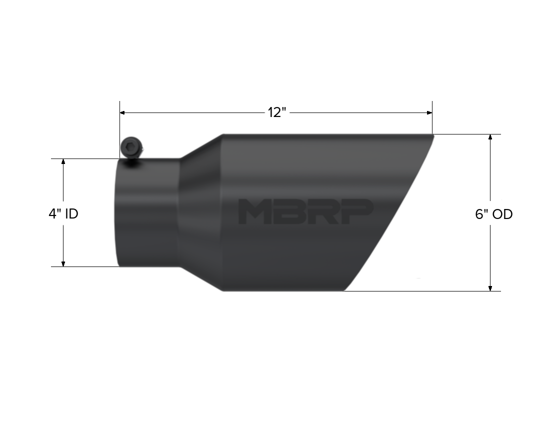 MBRP T5072BLK - Black Coated Exhaust Tail Pipe Tip 6 Inch OD Dual Wall Angled 4 Inch Inlet 12 Inch Length MBRP 2