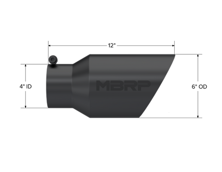 MBRP T5072BLK - Black Coated Exhaust Tail Pipe Tip 6 Inch OD Dual Wall Angled 4 Inch Inlet 12 Inch Length MBRP 2