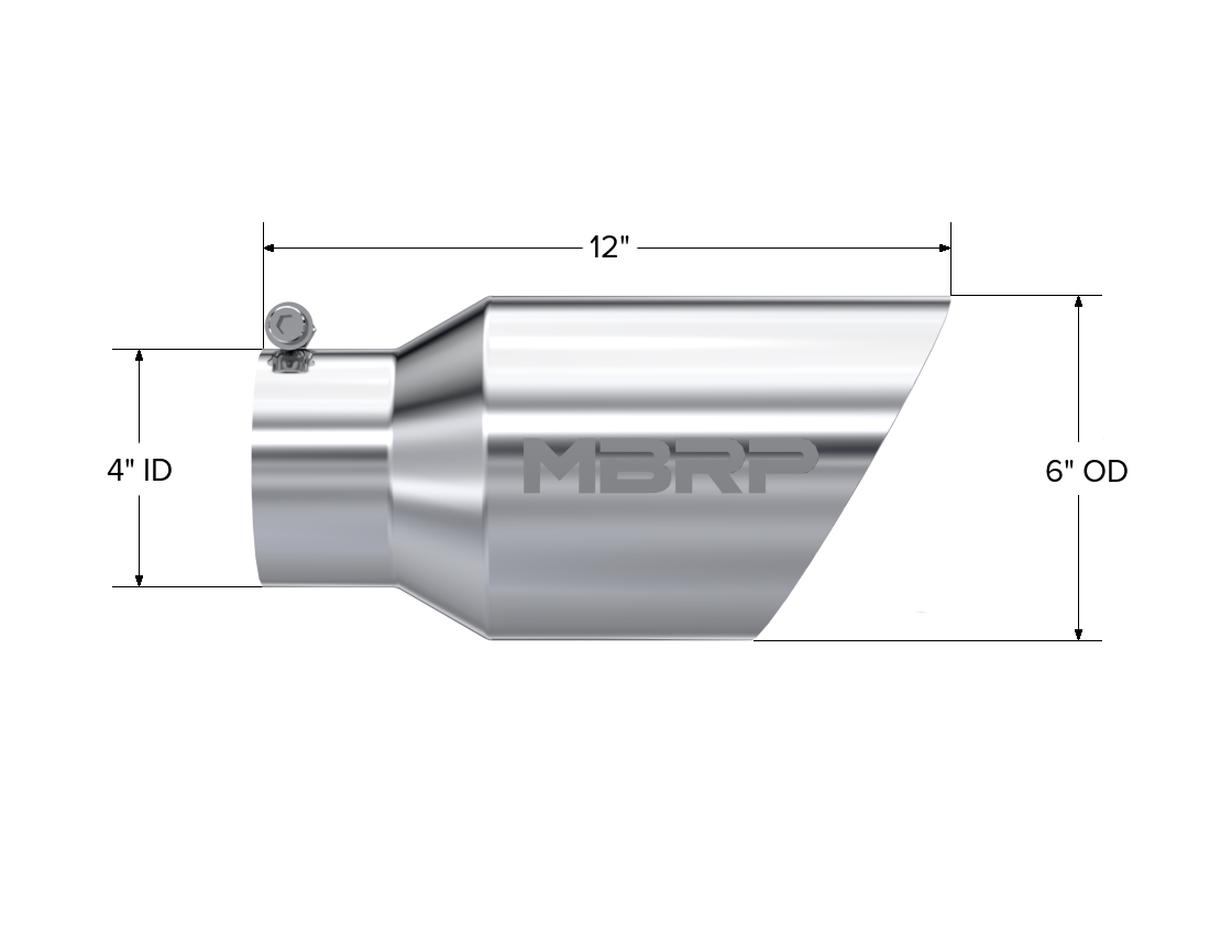 MBRP T5072 - Exhaust Tail Pipe Tip 6 Inch O.D. Dual Wall Angled 4 Inch Inlet 12 Inch Length T304 Stainless Steel MBRP 2
