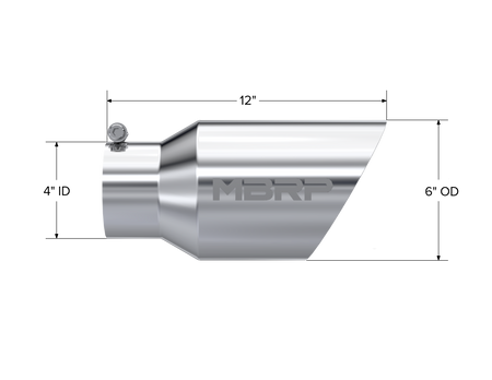 MBRP T5072 - Exhaust Tail Pipe Tip 6 Inch O.D. Dual Wall Angled 4 Inch Inlet 12 Inch Length T304 Stainless Steel MBRP 2