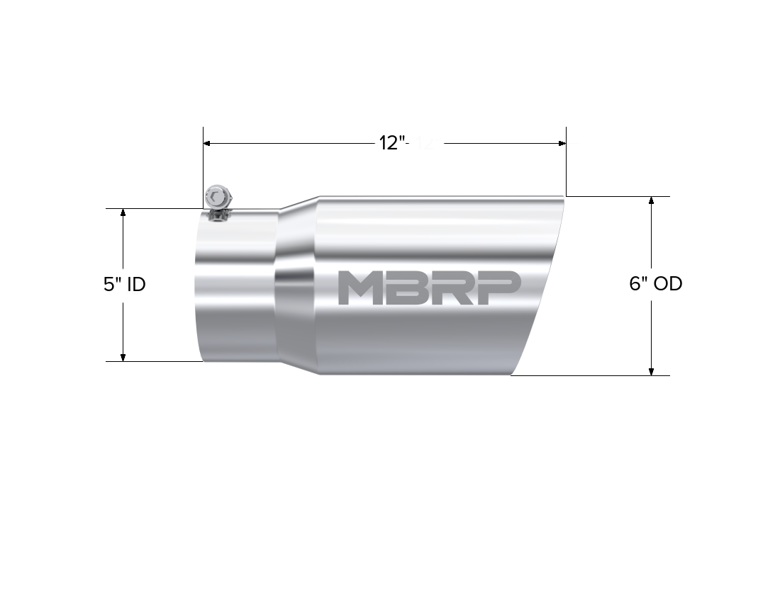 MBRP T5074 - Exhaust Tail Pipe Tip 6 Inch O.D. Dual Wall Angled 5 Inch Inlet 12 Inch Length T304 Stainless Steel MBRP 2