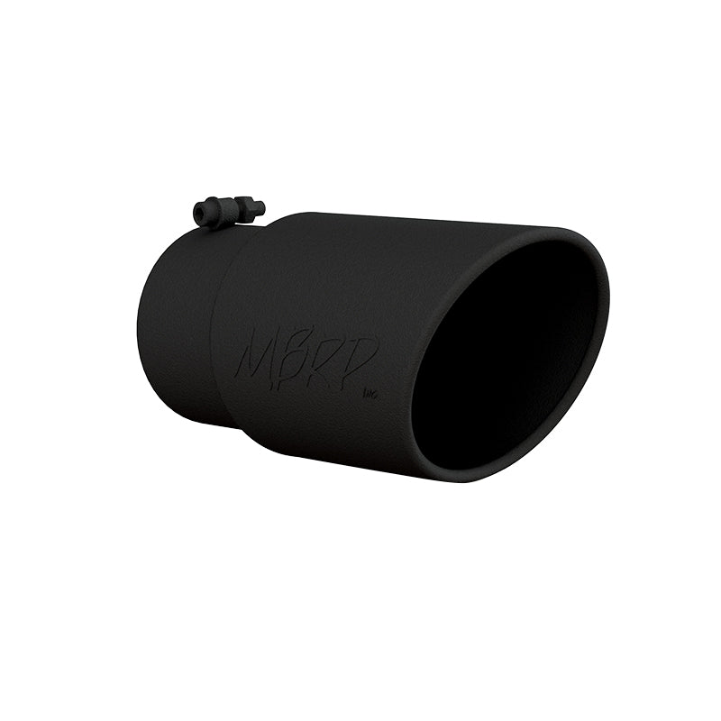MBRP T5075BLK - Exhaust Tip 6 Inch O.D. Angled Rolled End 5 Inch Inlet 12 Inch Length Black Coated MBRP
