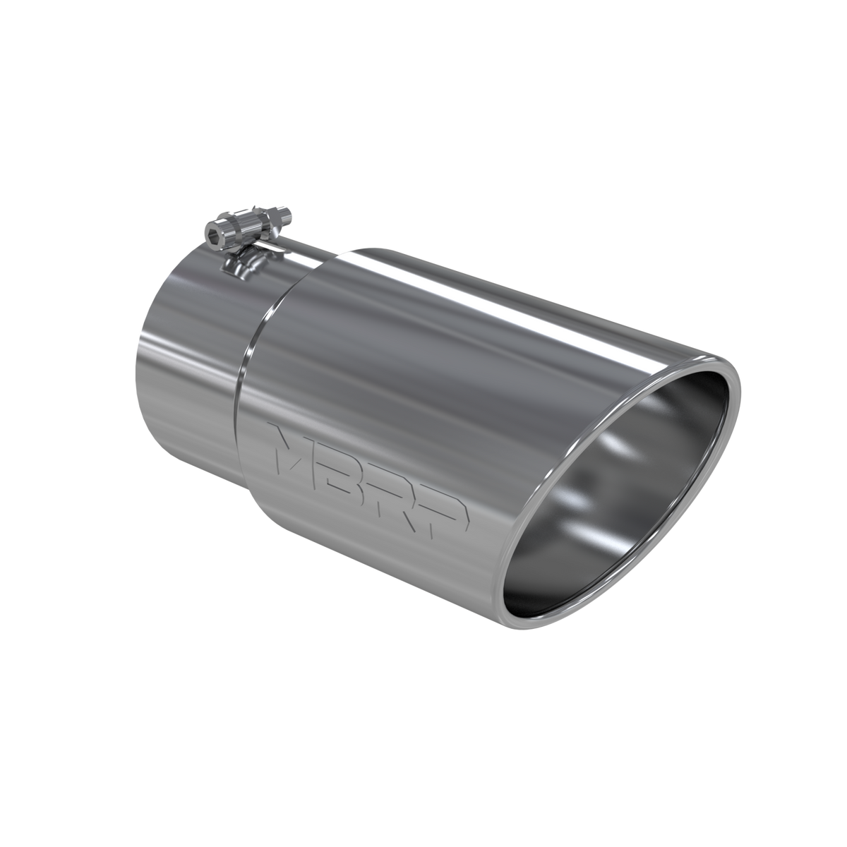 MBRP T5075 - Exhaust Tail Pipe Tip 6 Inch O.D. Angled Rolled End 5 Inch Inlet 12 Inch Length T304 Stainless Steel MBRP 1