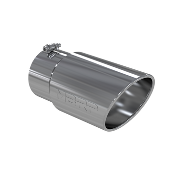 MBRP T5075 - Exhaust Tail Pipe Tip 6 Inch O.D. Angled Rolled End 5 Inch Inlet 12 Inch Length T304 Stainless Steel MBRP 1