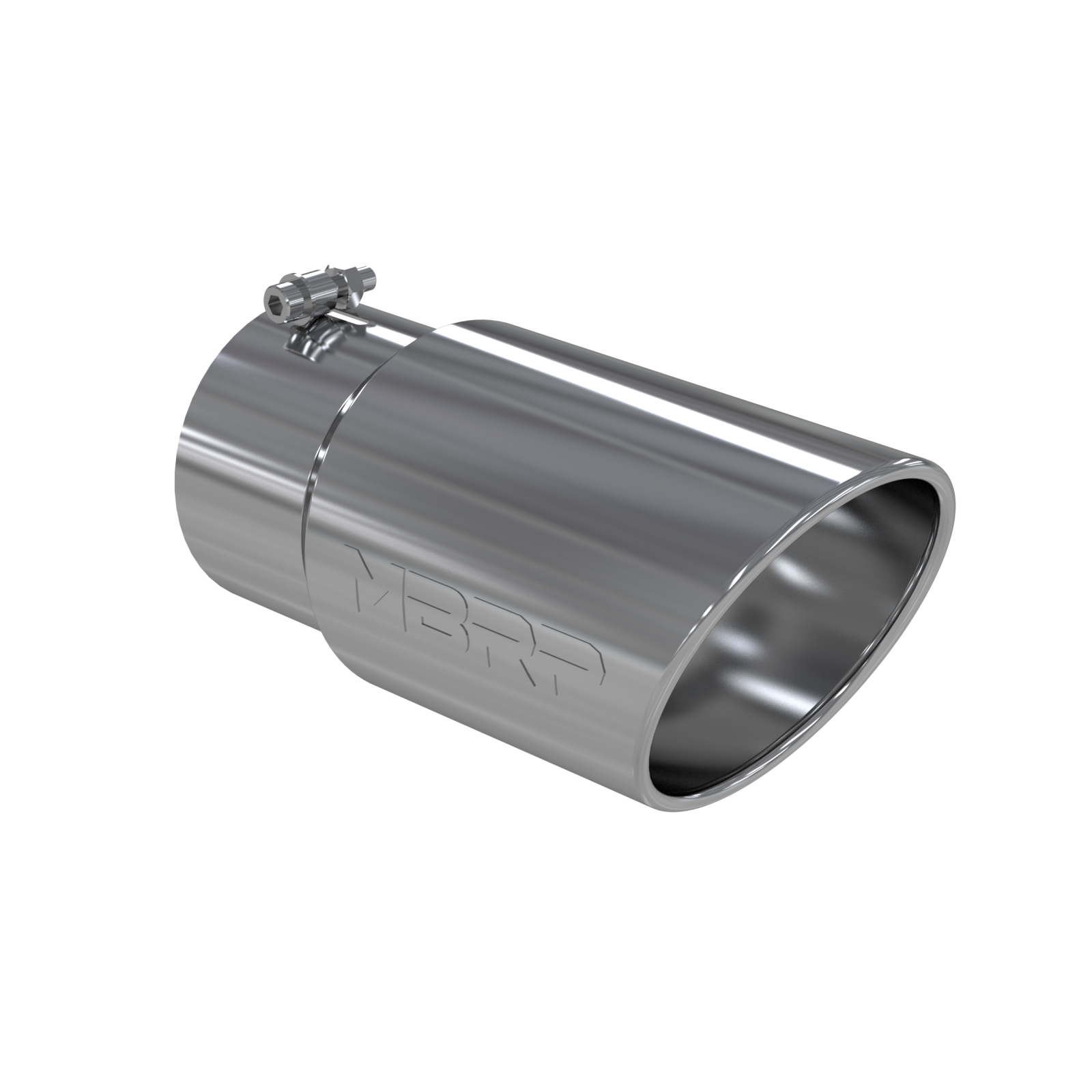 MBRP T5075 - Exhaust Tail Pipe Tip 6 Inch O.D. Angled Rolled End 5 Inch Inlet 12 Inch Length T304 Stainless Steel MBRP 1