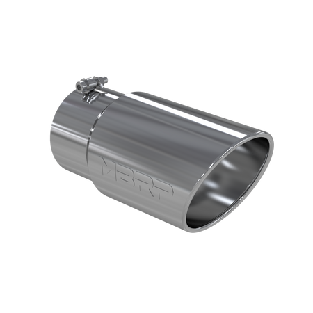 MBRP T5075 - Exhaust Tail Pipe Tip 6 Inch O.D. Angled Rolled End 5 Inch Inlet 12 Inch Length T304 Stainless Steel MBRP 1