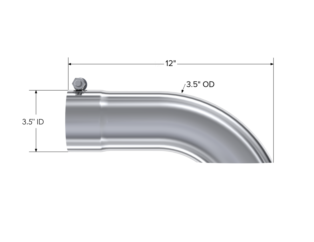 MBRP T5080 - Exhaust Tail Pipe Tip 3.5 Inch O.D. Turn Down 3.5 Inch Inlet 12 Inch Length T304 Stainless Steel MBRP