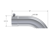 MBRP T5080 - Exhaust Tail Pipe Tip 3.5 Inch O.D. Turn Down 3.5 Inch Inlet 12 Inch Length T304 Stainless Steel MBRP