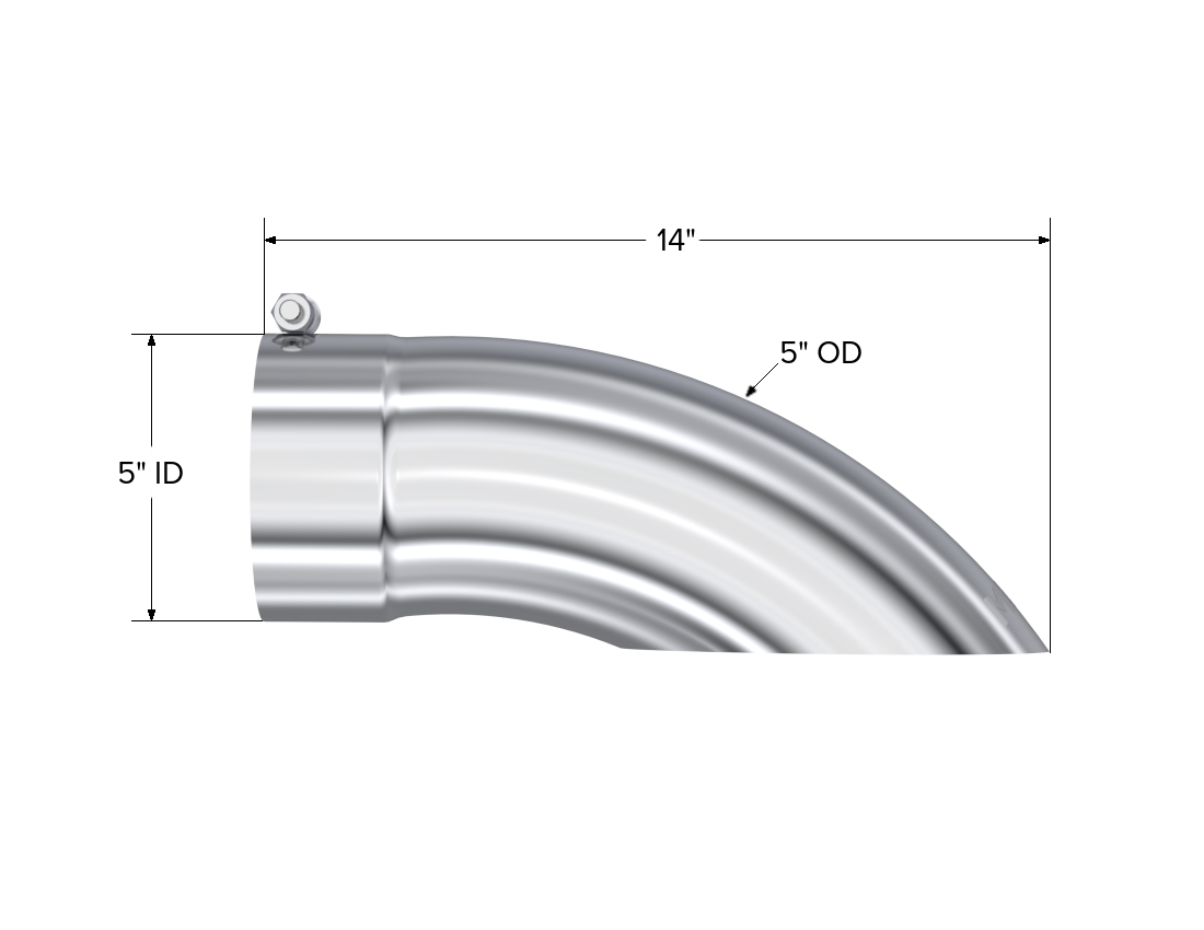 MBRP T5085 - Exhaust Tail Pipe Tip 5 Inch O.D. Turn Down 5 Inch Inlet 14 Inch Length T304 Stainless Steel MBRP 2