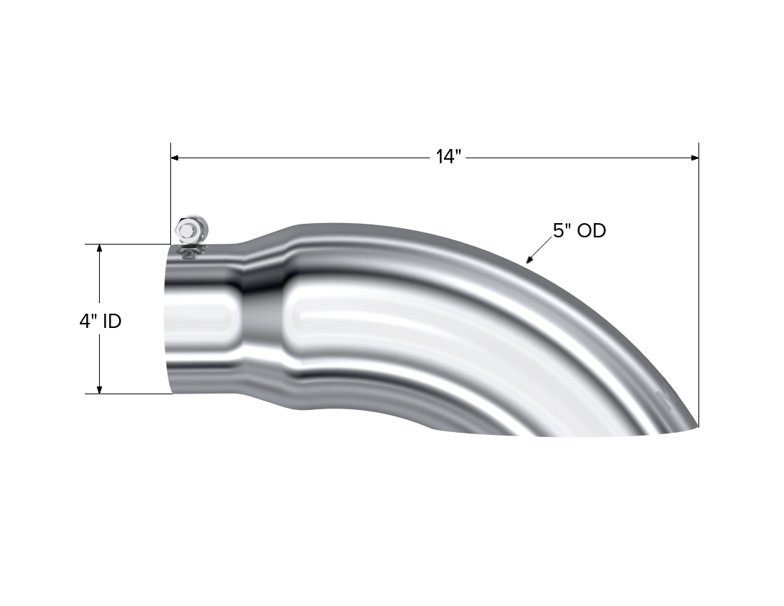 MBRP T5086 - Exhaust Tail Pipe Tip 5 Inch O.D. Turn Down 4 Inch Inlet 14 Inch Length T304 Stainless Steel MBRP 2