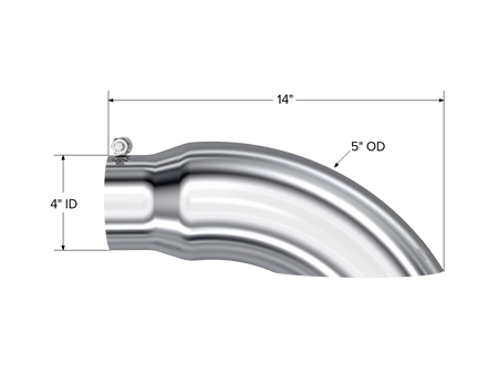 MBRP T5086 - Exhaust Tail Pipe Tip 5 Inch O.D. Turn Down 4 Inch Inlet 14 Inch Length T304 Stainless Steel MBRP 2