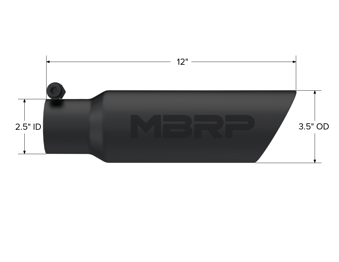 MBRP Exhaust MBRP T5106BLK - Exhaust Tip 3 1/2 Inch O.D. Dual Wall Angled 2 1/2 Inch Inlet 12 Inch Length Black Finish MBRP