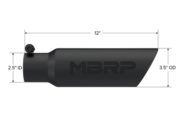 MBRP Exhaust MBRP T5106BLK - Exhaust Tip 3 1/2 Inch O.D. Dual Wall Angled 2 1/2 Inch Inlet 12 Inch Length Black Finish MBRP