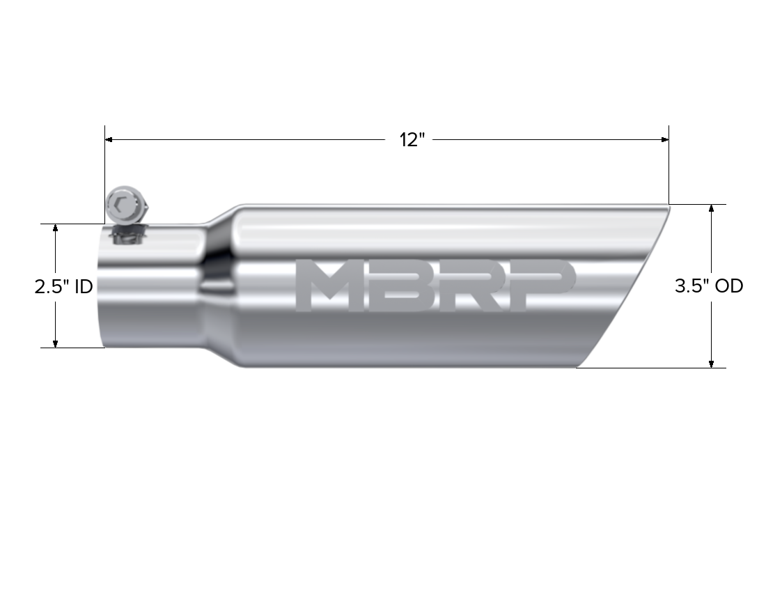 MBRP T5106 - Exhaust Tail Pipe Tip 3 1/2 Inch O.D. Dual Wall Angled 2 1/2 Inch Inlet 12 Inch Length T304 Stainless Steel MBRP 2