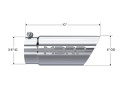 MBRP T5110 - Exhaust Tip 4 Inch O.D. Dual Wall Angled 3 1/2 Inch Inlet 10 Inch Length T304 Stainless Steel MBRP