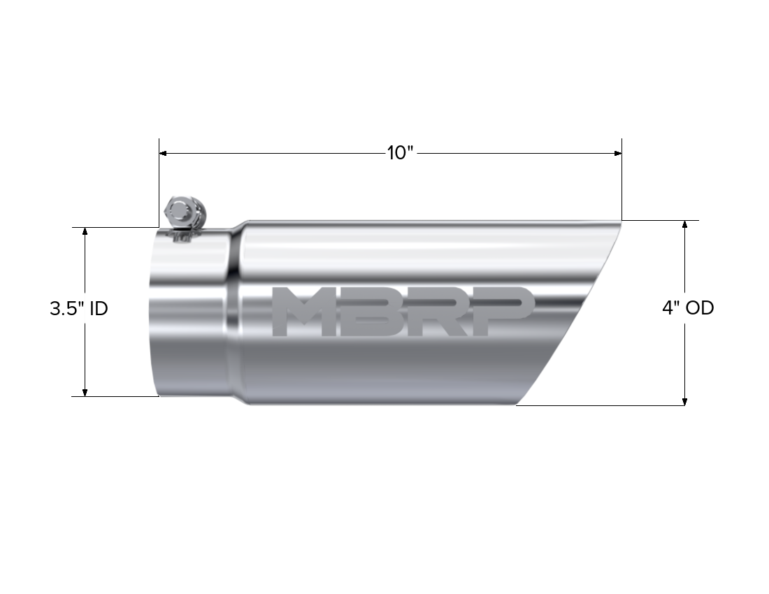 MBRP T5110 - Exhaust Tip 4 Inch O.D. Dual Wall Angled 3 1/2 Inch Inlet 10 Inch Length T304 Stainless Steel MBRP