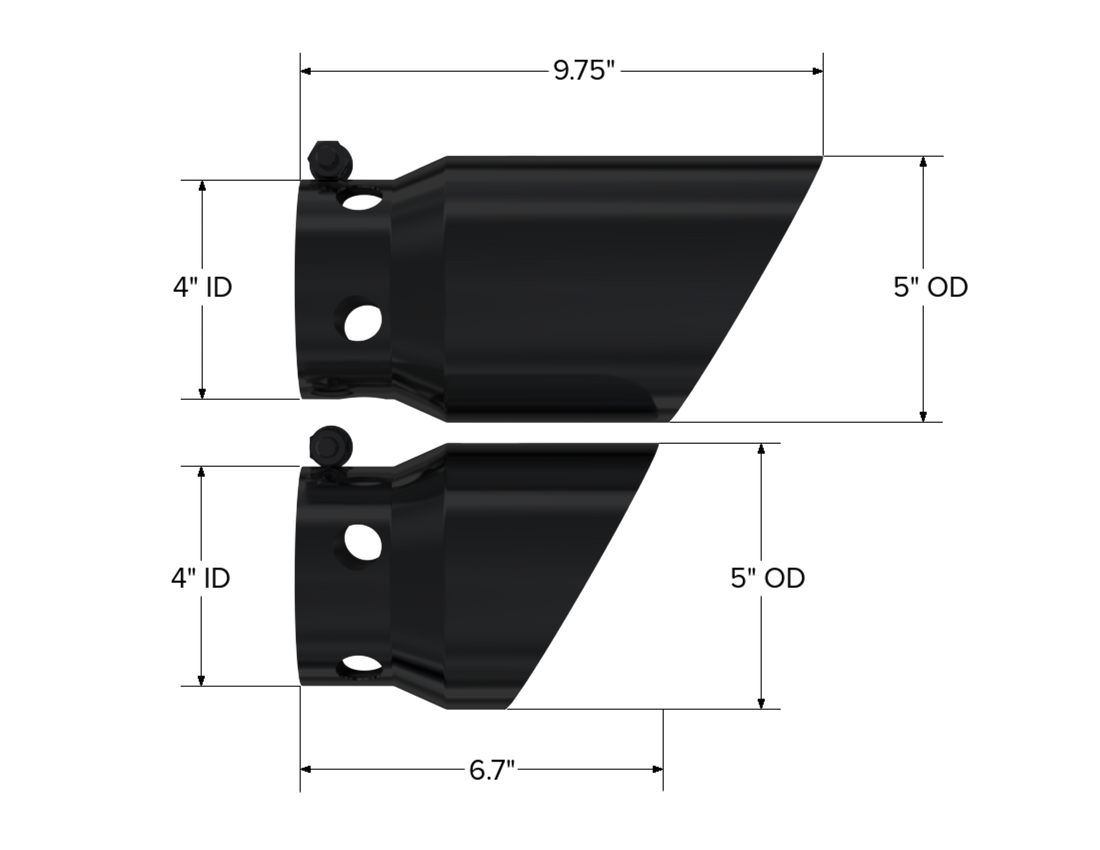 MBRP T5111BLK Black-Coated Tip 4 Inch ID 5 Inch Outlet Tip Cover Set