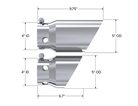 MBRP T5111 - 4 Inch Inlet 5 Inch Tip Cover Set-6 3/4 Inch And 9 3/4 Inch Length T304 Stainless Steel MBRP 2