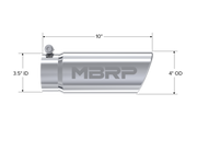 MBRP T5112 - T304 Stainless Steel Tip, 4 Inch OD Angled Rolled End, 3.5 Inch Inlet, 10 Inch length, MBRP