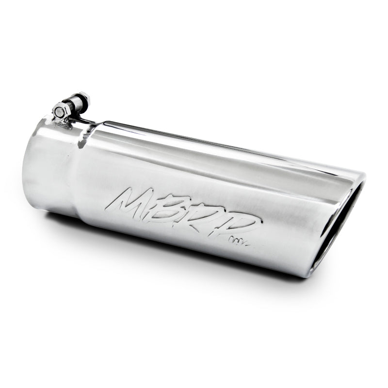 MBRP T5112 - T304 Stainless Steel Tip, 4 Inch OD Angled Rolled End, 3.5 Inch Inlet, 10 Inch length, MBRP