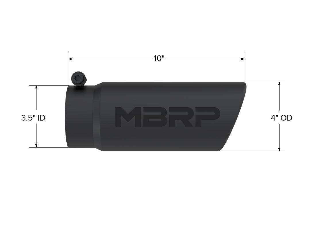MBRP Exhaust MBRP T5112BLK - Black Coated Tip, 4 Inch OD Angled Roll End End, 3.5 Inch Inlet, 10 Inch Length, MBRP