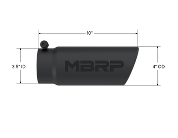 MBRP Exhaust MBRP T5112BLK - Black Coated Tip, 4 Inch OD Angled Roll End End, 3.5 Inch Inlet, 10 Inch Length, MBRP