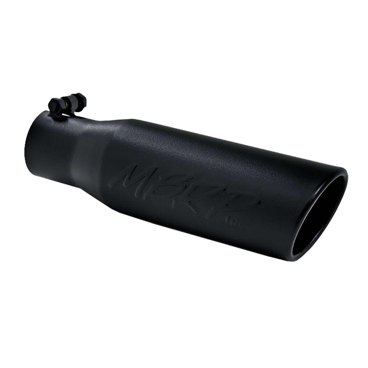MBRP T5113BLK - Exhaust Tip 3 1/2 Inch O.D. Angled Rolled End 2 1/2 Inch Inlet 12 Inch Length-Black Finish MBRP
