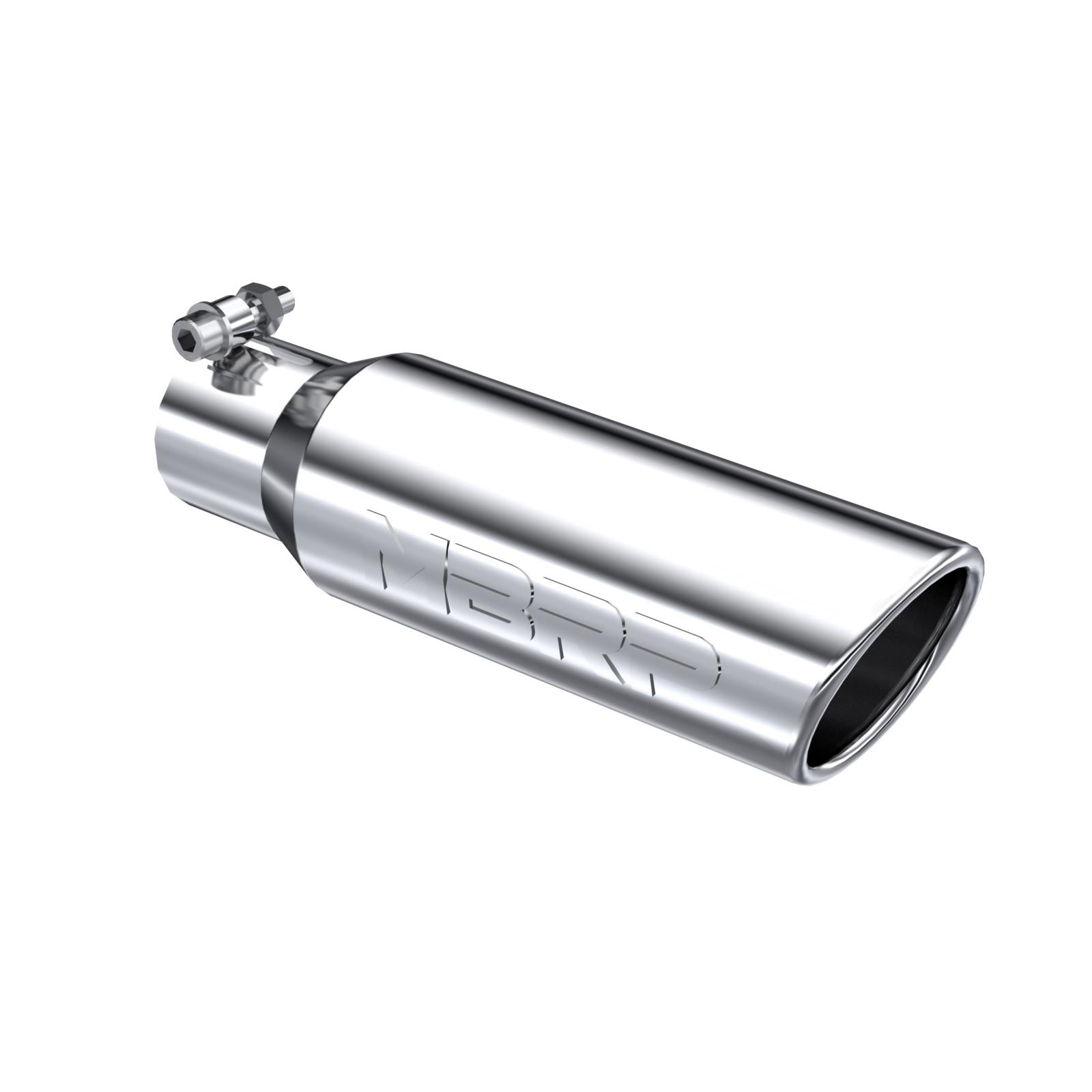 MBRP T5113 - Exhaust Tip 3 1/2 Inch O.D. Angled Rolled End 2 1/2 Inch Inlet 12 Inch Length T304 Stainless Steel MBRP