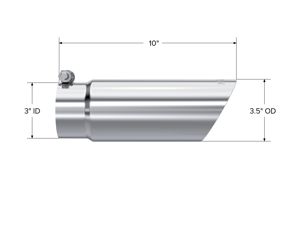 MBRP T5114 - Exhaust Tip 3 1/2 Inch O.D. Dual Wall Angled End 3 Inch Inlet 10 Inch Length T304 Stainless Steel MBRP