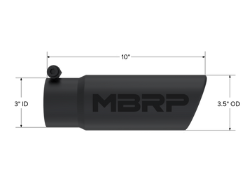 MBRP Exhaust MBRP T5115BLK - Exhaust Tip 3 1/2 Inch O.D. Angled Rolled End 3 Inch Inlet 10 Inch Length Black T304 Stainless Steel MBRP