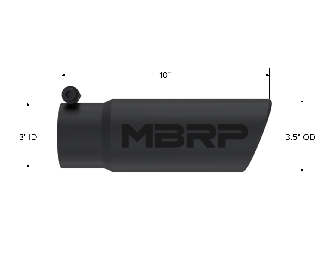 MBRP Exhaust MBRP T5115BLK - Exhaust Tip 3 1/2 Inch O.D. Angled Rolled End 3 Inch Inlet 10 Inch Length Black T304 Stainless Steel MBRP