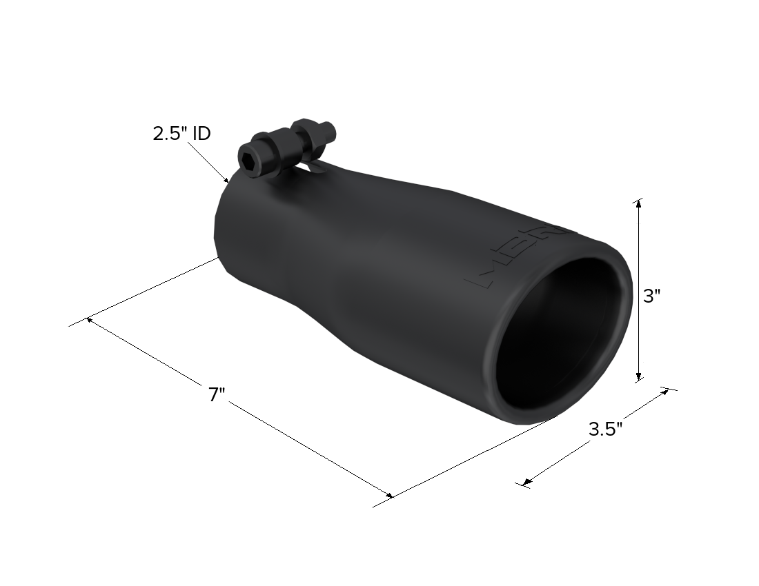 MBRP T5116BLK - Exhaust Tip 3.75 Inch O.D. Oval 2.5 Inch Inlet 7 Inch Length Black MBRP