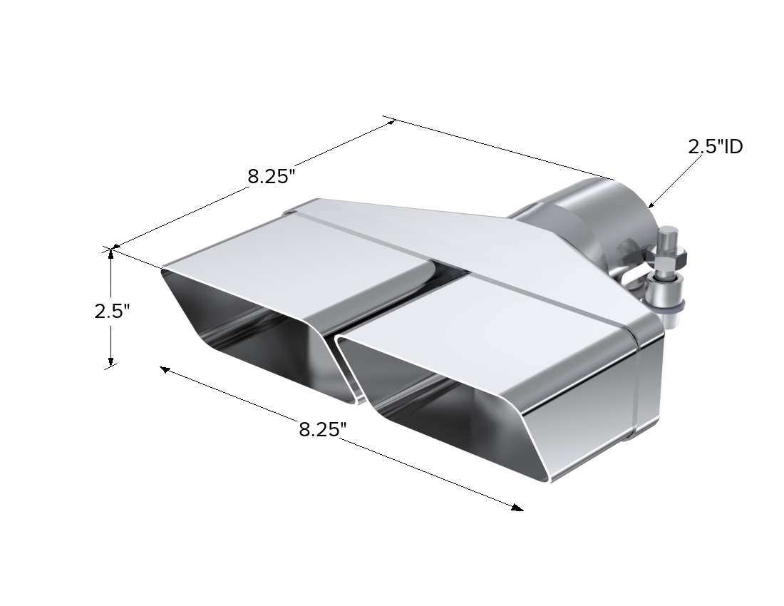MBRP T5118 - Exhaust Tip 8 x 2 1/2 Inch ID Rectangle 2 1/2 Inch O.D. Inlet 8 1/4 Inch Length T304 Stainless Steel MBRP 2