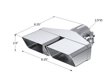 MBRP T5118 - Exhaust Tip 8 x 2 1/2 Inch ID Rectangle 2 1/2 Inch O.D. Inlet 8 1/4 Inch Length T304 Stainless Steel MBRP 2