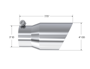 MBRP T5122 - Exhaust Tip 4 Inch O.D. Dual Wall Angled Rolled End Fits Aluminized Steel 3 Inch Systems MBRP