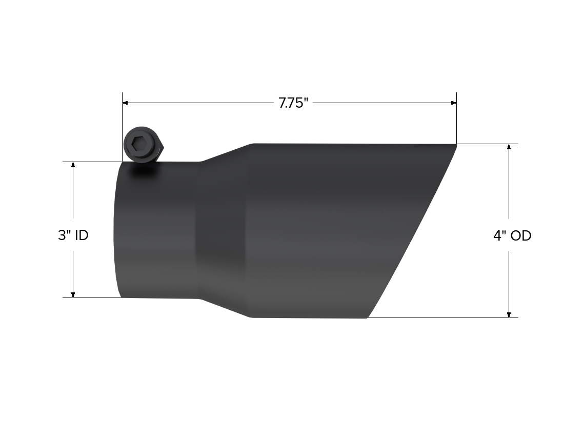 MBRP T5122BLK - Exhaust Tip 4 Inch O.D. Dual Wall Angled Rolled End Black Fits Aluminized Steel 3 Inch Systems MBRP