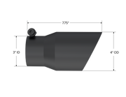 MBRP T5122BLK - Exhaust Tip 4 Inch O.D. Dual Wall Angled Rolled End Black Fits Aluminized Steel 3 Inch Systems MBRP