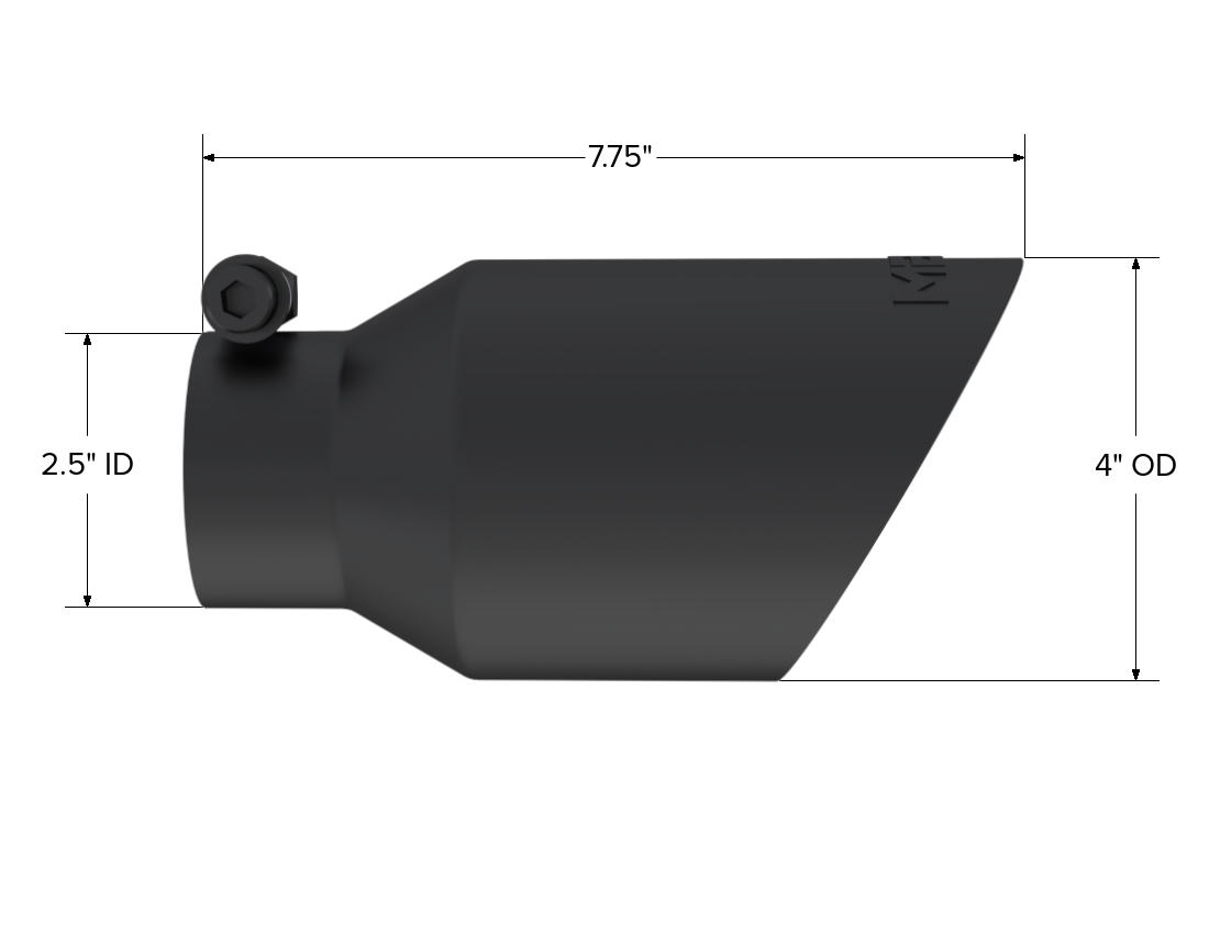 MBRP T5123BLK - Exhaust Tip 4 Inch O.D. Dual Wall Angled Black Fits Aluminized Steel 2 1/2 Inch Systems MBRP