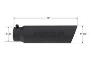 MBRP T5124BLK - Armor BLK Tip 5 Inch OD Angled Rolled End, 4 Inch inlet, 18 Inch length