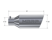 MBRP T5126 - Exhaust Tail Pipe Tip 7 Inch O.D. Rolled End 4 Inch Inlet 18 Inch Length T304 Stainless Steel MBRP