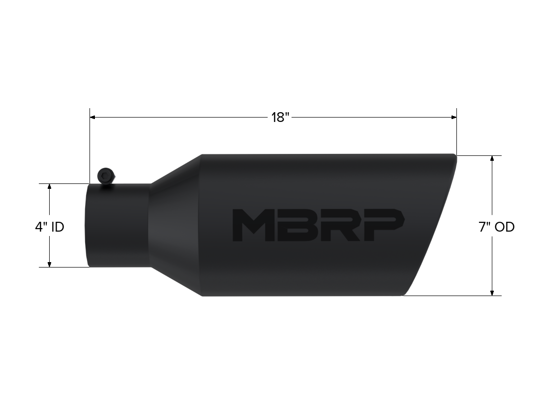 MBRP T5126BLK - Exhaust Tip 7 Inch O.D. Rolled End 4 Inch Inlet 18 Inch Length Black Coated MBRP 2