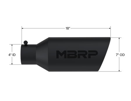 MBRP T5126BLK - Exhaust Tip 7 Inch O.D. Rolled End 4 Inch Inlet 18 Inch Length Black Coated MBRP 2