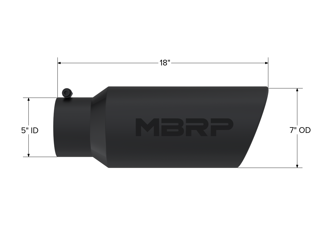 MBRP T5127BLK - Exhaust Tip 7 Inch O.D. Rolled End 5 Inch Inlet 18 Inch Length Black Finish MBRP