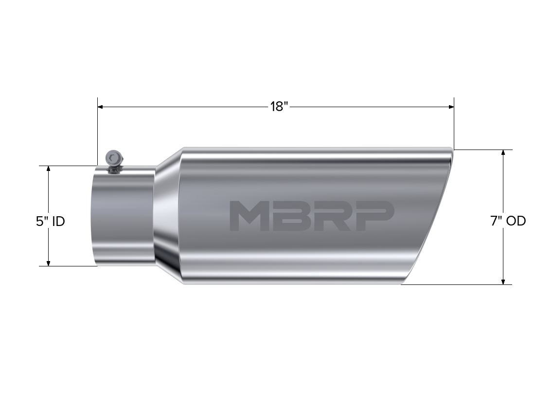 MBRP T5127 - Exhaust Tip 7 Inch O.D. Rolled End 5 Inch Inlet 18 Inch Length T304 Stainless Steel MBRP 2