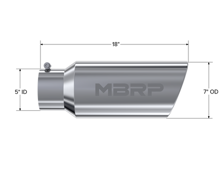 MBRP T5127 - Exhaust Tip 7 Inch O.D. Rolled End 5 Inch Inlet 18 Inch Length T304 Stainless Steel MBRP 2