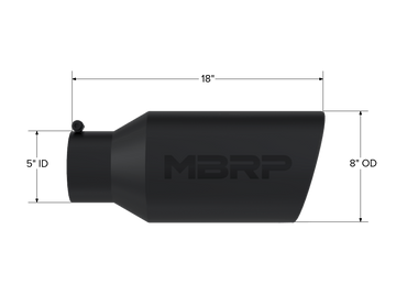 MBRP Exhaust MBRP T5129BLK - Exhaust Tip 8 Inch O.D. Rolled End 5 Inch Inlet 18 Inch Length Black MBRP