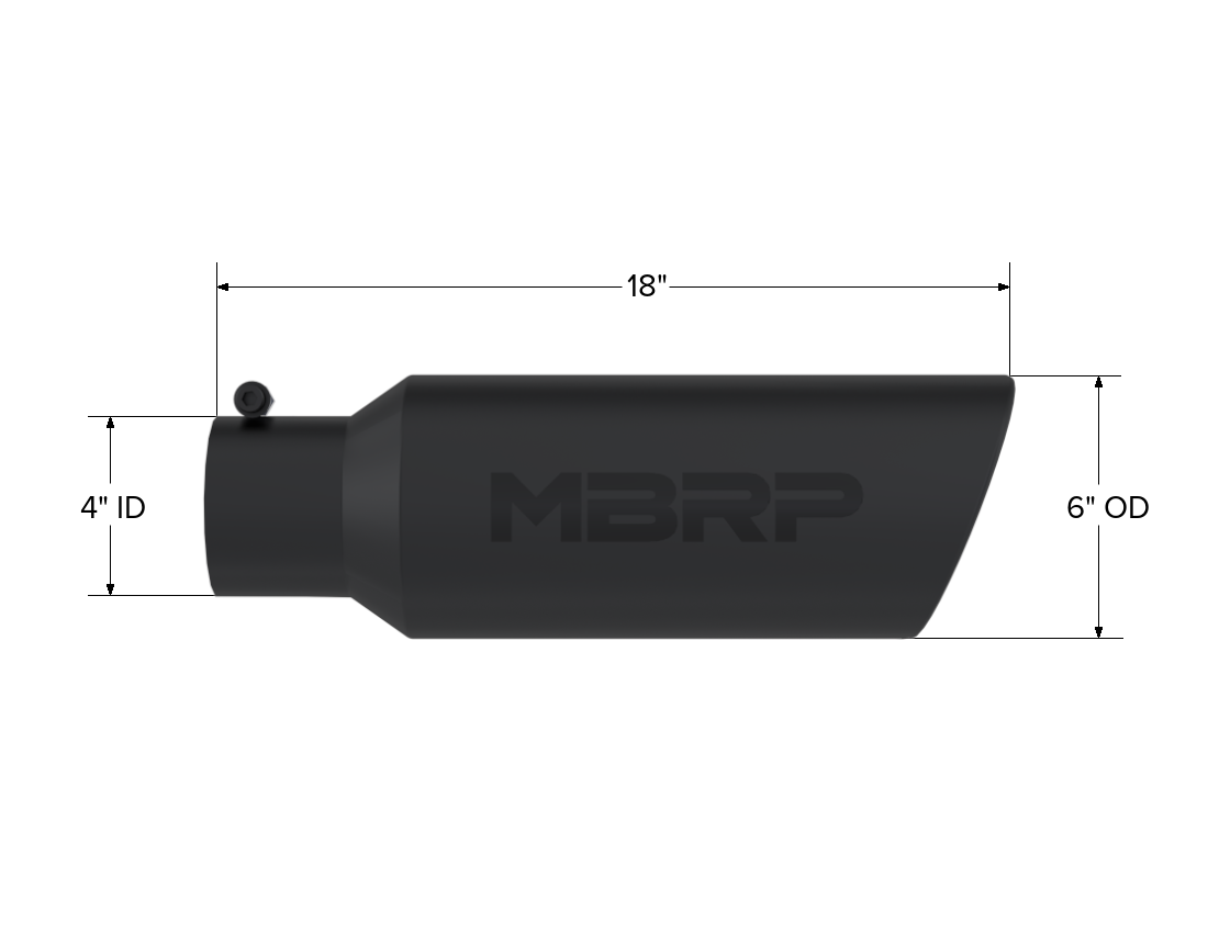 MBRP T5130BLK - Exhaust Tip 6 Inch O.D. Rolled End 4 Inch Inlet 18 Inch Length Black Finish MBRP