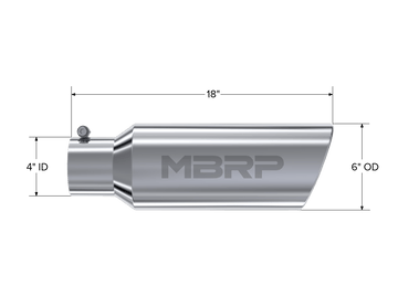 MBRP Exhaust MBRP T5130 - Exhaust Tip 6 Inch O.D. Rolled End 4 Inch Inlet 18 Inch Length T304 Stainless Steel MBRP