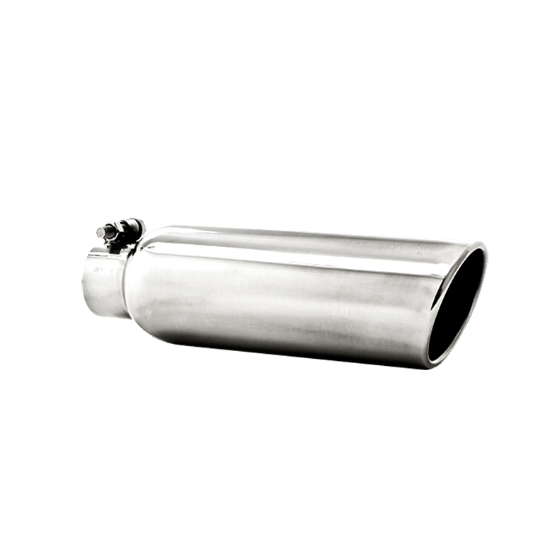 MBRP Tools and Equipment MBRP T5147 - 3.5 Inch OD 2.25 Inch Inlet 12 Inch Length Angled Cut Rolled End Clampless-No Weld T304 Stainless Steel MBRP