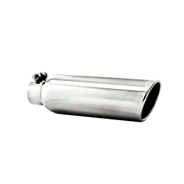 MBRP Tools and Equipment MBRP T5147 - 3.5 Inch OD 2.25 Inch Inlet 12 Inch Length Angled Cut Rolled End Clampless-No Weld T304 Stainless Steel MBRP